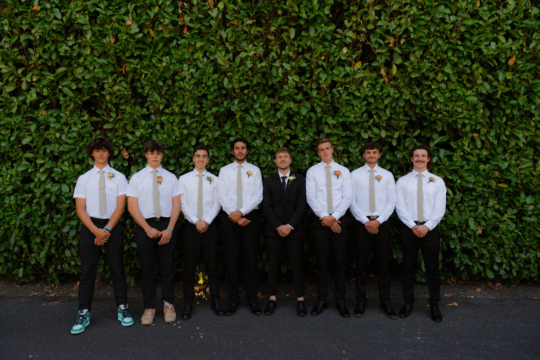 Groom and groomsmen at wedding