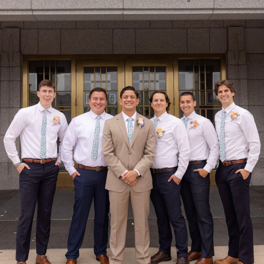Groomsmen With blue floral ties